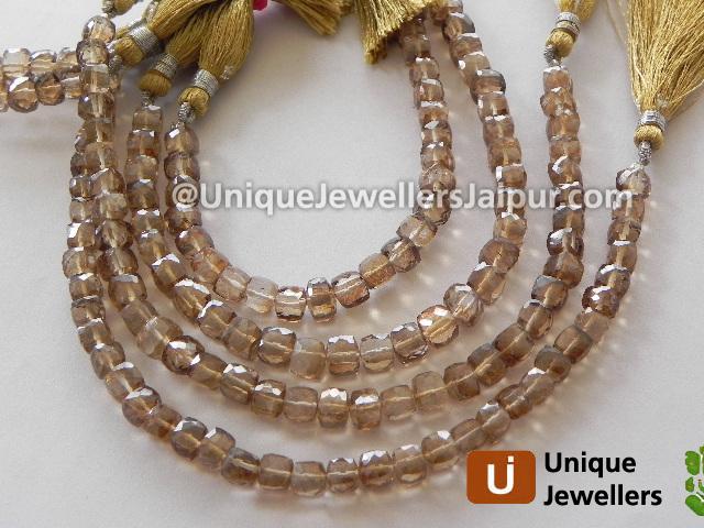 Coffee Quartz Faceted Cube Beads